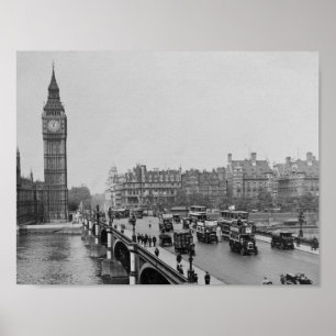 Vintag London Westminster Bridge, Big Ben 1904 Poster