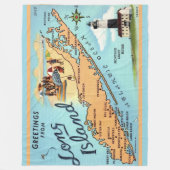 Vintag Long Island, NY Karte Fleecedecke (Vorderseite)
