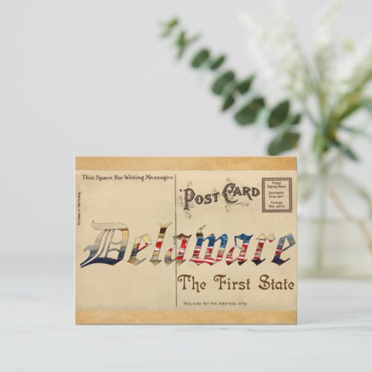 Vintag Look Delaware Old Postcard Postkarte (Stehend Vorderseite)