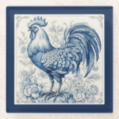 Vintag Look French Toile Rooster Glasuntersetzer (Vorderseite)