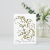 Vintag Look Mermaid personalisieren Postkarte (Stehend Vorderseite)