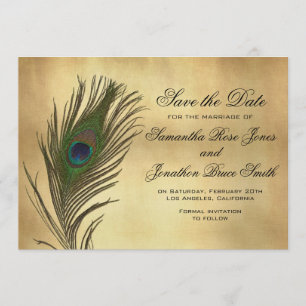 Vintag Look Peacock Feather Elegant Save the Date