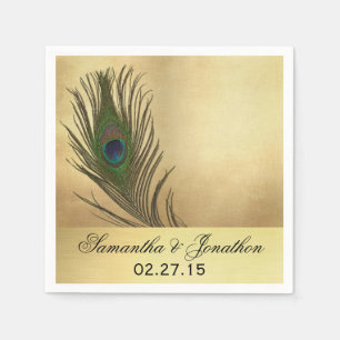 Vintag Look Peacock Feather Wedding Serviette