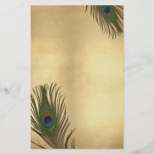Vintag Look Pfauenfeathers Elegante Briefpapier (Vorderseite)