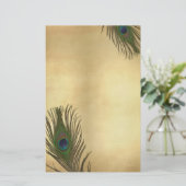 Vintag Look Pfauenfeathers Elegante Briefpapier (Stehend Vorderseite)