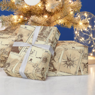 Vintag Look Sepia Tarot Cards Geschenkpapier