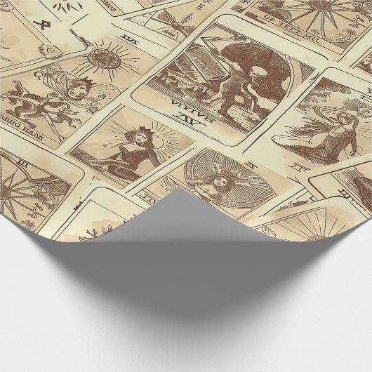 Vintag Look Sepia Tarot Cards Geschenkpapier (Ecke)