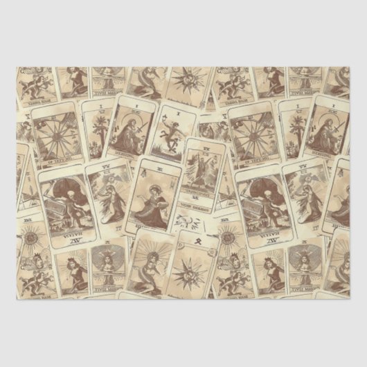 Vintag Look Sepia Tarot Cards Seidenpapier (Vorderseite)