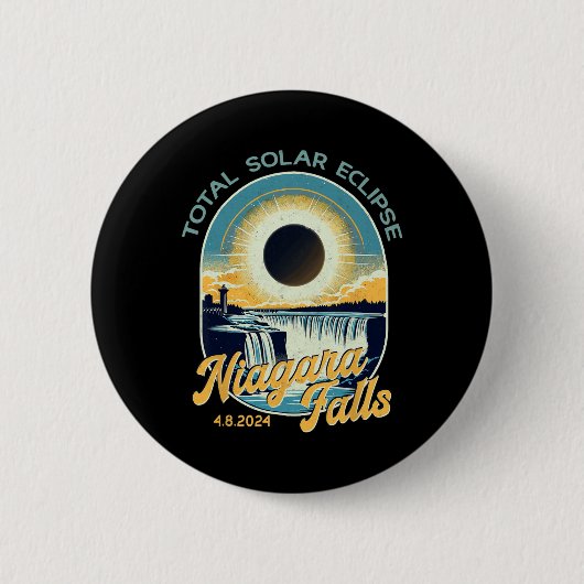 Vintag Look Total Solar Eclipse Niagara Falls Button (Vorderseite)
