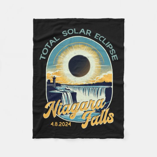 Vintag Look Total Solar Eclipse Niagara Falls Fleecedecke (Vorderseite)