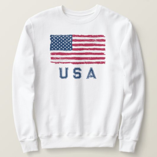 Vintag Look US Flag (Blauer Text) Sweatshirt (Design vorne)