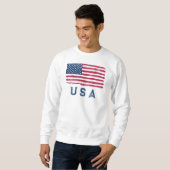 Vintag Look US Flag (Blauer Text) Sweatshirt (Vorne ganz)