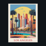 Vintag Los Angeles California City Skyline Travel Postkarte<br><div class="desc">Jeder würde Liebe,  diese Vintage Reise Postkarte mit einer Retro-Abbildung der Stadt Skyline von Los Angeles im Staat von Kalifornien zu erhalten!</div>