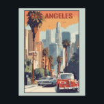 Vintag Los Angeles California City Skyline Travel Postkarte<br><div class="desc">Jeder würde Liebe,  diese Vintage Reise-Postkarte mit einer Retro-Abbildung der Stadt Skyline von Los Angeles im Staat von Kalifornien,  einschließlich einer Palme und Auto-Thema zu erhalten!</div>
