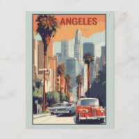 Vintag Los Angeles California City Skyline Travel