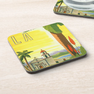 Vintag Los Angeles, Mission Kaliforniens mit Palm Getränkeuntersetzer