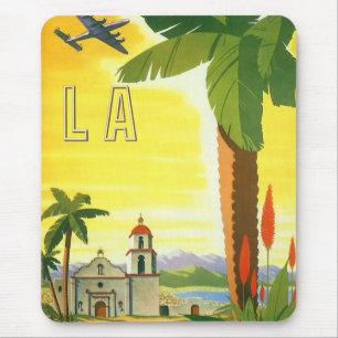 Vintag Los Angeles, Mission Kaliforniens mit Palm Mousepad