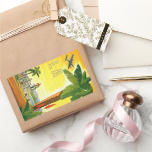 Vintag Los Angeles, Mission Kaliforniens mit Palm Rechteckiger Aufkleber