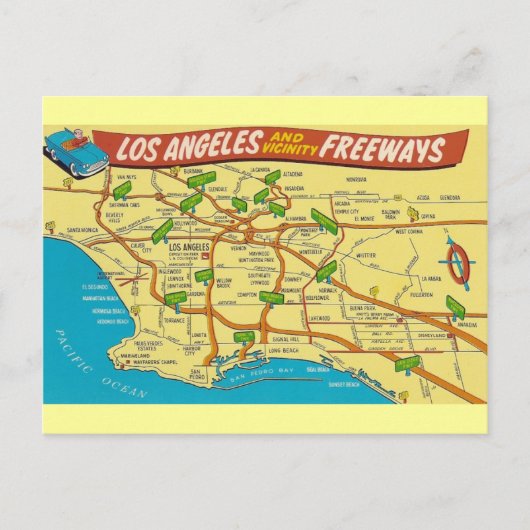 Vintag Los Angeles Postkarte (Vorderseite)
