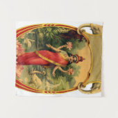 Vintag Lotus Blume Hindu Goddess Lakshmi Wandteppich (Vorderseite (Horizontal))