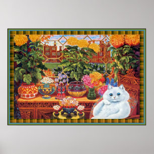 Vintag Louis Wain Blume Lover Cat Poster Print