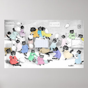 Vintag Louis Wain Cat Kissen Kampfflugzeug Plakatw Poster