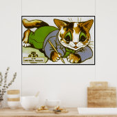 Vintag Louis Wain Cat Writer Mascot Poster Print (Küche)