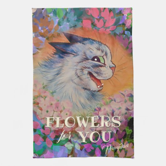 Vintag Louis Wain Happy Blume Cat Art Geschirrtuch (Vertikal)