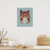 Vintag Louis Wain Orange Tabby Cat Poster (Küche)