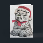 Vintag Louis Wain Santa Tabby Cat Art Feiertagskarte<br><div class="desc">Eine lustige Urlaubskarte für den Weihnachtszyniker, mit einem schönen Stift-Skizze-Portrait eines peinlich aussehenden Silberpunktes, das von der englischen Katze, dem Künstler Louis Wain, als Tabbatiker verfasst wurde. Ursprünglich in Schwarz und Weiß habe ich die widerwillig festlich grüne Augen der Katze gegeben, dem Nackenband der Katze einen roten Schlag hinzugefügt und...</div>