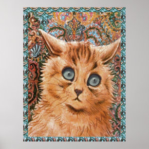 Vintag Louis Wain Wallpaper Cat Art Poster