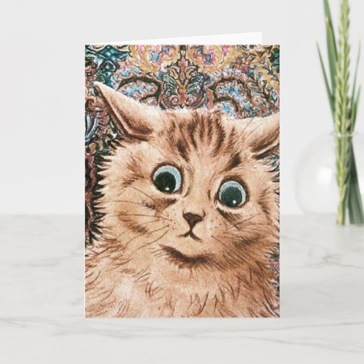 Vintag Louis Wain Wallpaper Cat Card Karte (Vorderseite)