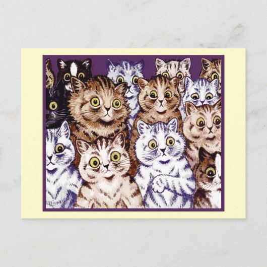 Vintag Louis Wain Wunderkatzen Postkarte (Vorderseite)