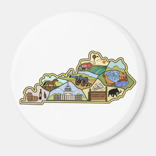 Vintag Louisville Lexington Kentucky Map Magnet