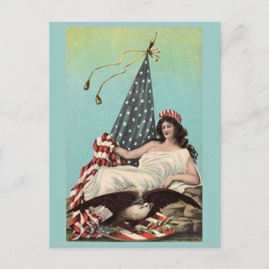 Vintag Lounging Lady Liberty Postkarte (Vorderseite)