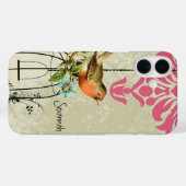 Vintag Love Bird Damask Birdcage Case-Mate iPhone Hülle (Rückseite (Horizontal))
