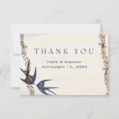 Vintag Love Bird Navy Hochzeit Danke (Vorderseite)