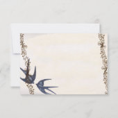 Vintag Love Bird Navy Hochzeit Danke (Rückseite)