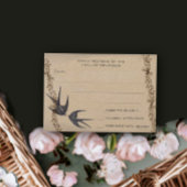 Vintag Love Bird Navy Wedding RSVP