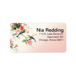 Vintag Love Birds Mr. & Mrs. rosa Adressaufkleber