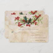 Vintag Love Birds Tea Stain Wedding RSVP (Vorne/Hinten)