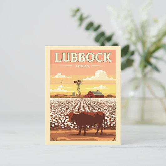 Vintag Lubbock Texas Postkarte (Stehend Vorderseite)