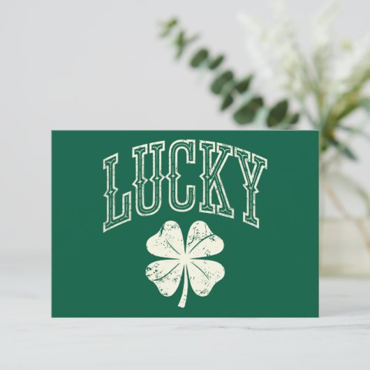 Vintag Lucky Clover St Patrick's Day Dankeskarte (Stehend Vorderseite)