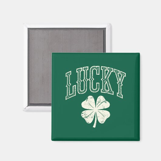 Vintag Lucky Clover St Patrick's Day Magnet (Vorderseite/Rückseite)