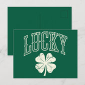 Vintag Lucky Clover St Patrick's Day Postkarte (Vorne/Hinten)
