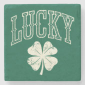 Vintag Lucky Clover St Patrick's Day Steinuntersetzer (Vorderseite)