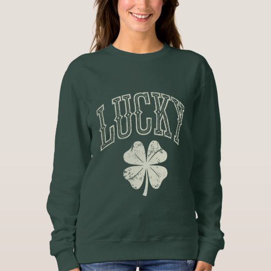 Vintag Lucky Clover St Patrick's Day Sweatshirt (Vorderseite)