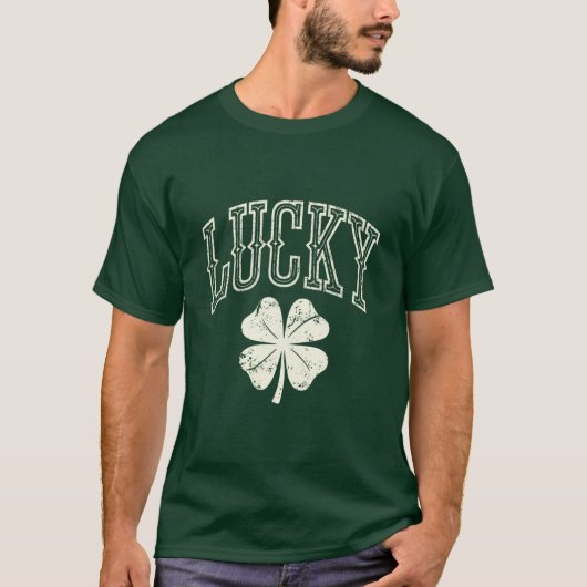 Vintag Lucky Clover St Patrick's Day T-Shirt (Vorderseite)