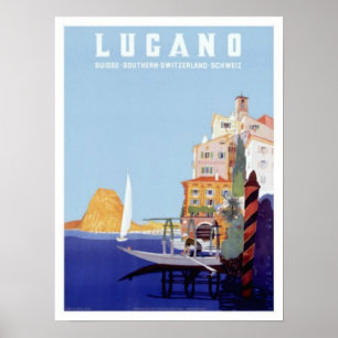 Vintag Lugano, Schweiz Reisen Poster