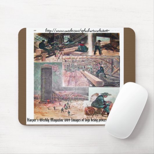 "Vintag Lumbering-Harper's Magazine" Mousepad (Mit Mouse)